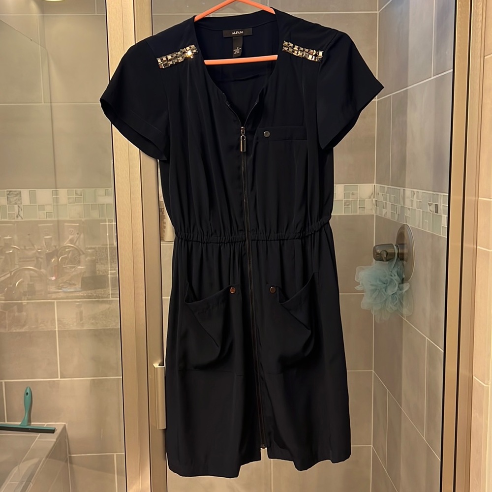 Alfani Navy Blue Zip Dress